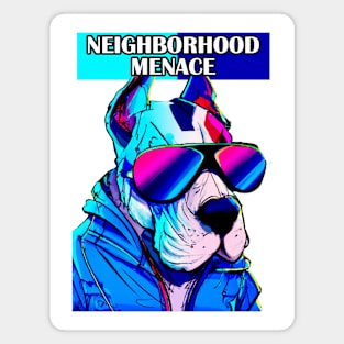 Dog Neighborhood Menace Synthwave Retro Magnet